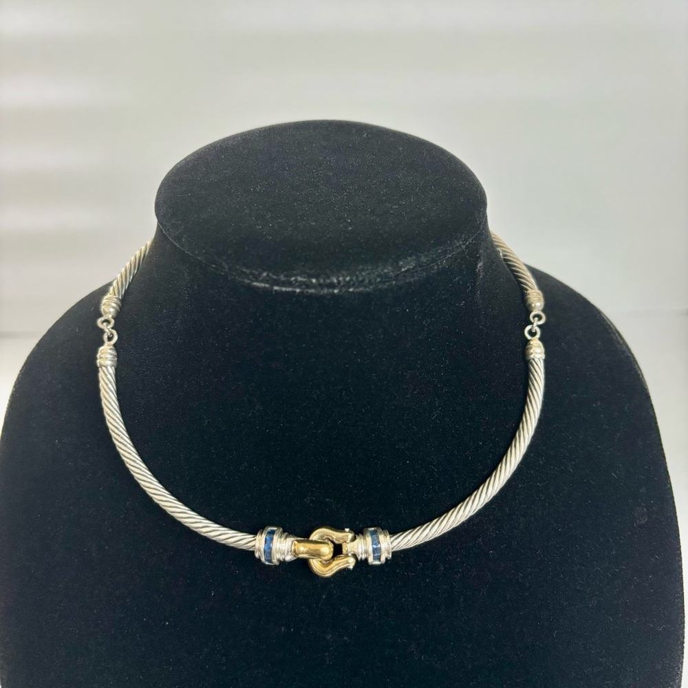 Sterling Silver 950 And 18k Gold Plated Cable Necklace